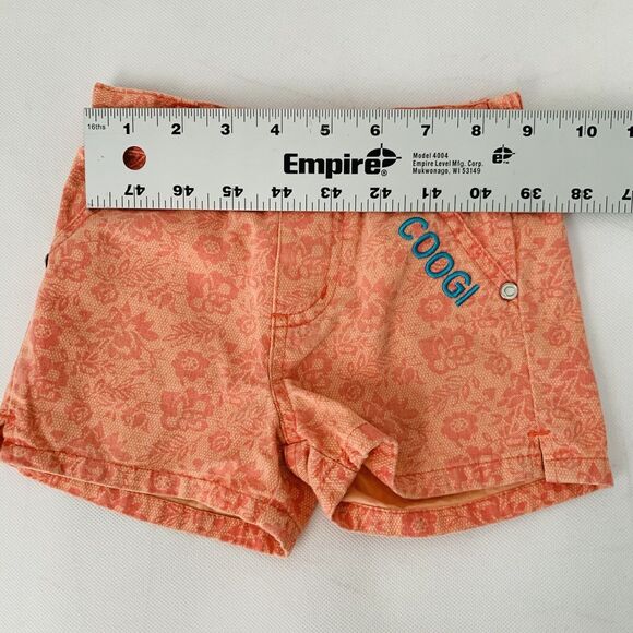 COOGI Shorts Baby Girl 24M Orange Floral Embroidered Logo Stretch Waist Pockets - Picture 5 of 7